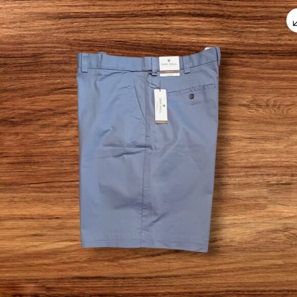 Oak Hill Mens Shorts Size 46 Flat Front Stretch Twill Chino Blue Cotton Blend - Picture 3 of 10